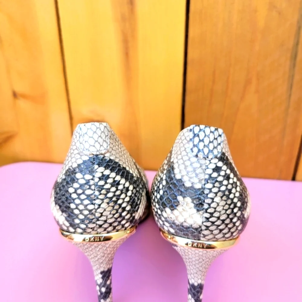 DKNY Randi Glossed Snake-effect Leather Pumps SZ 6 - Picture 13 of 16